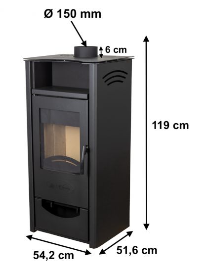 Preview: Kaminofen ABC Quadro Black Holzofen 9,5 kW mit Mehrfachbelegung Kamin Ofen Holzofen Holz Werkstattofen Heizofen