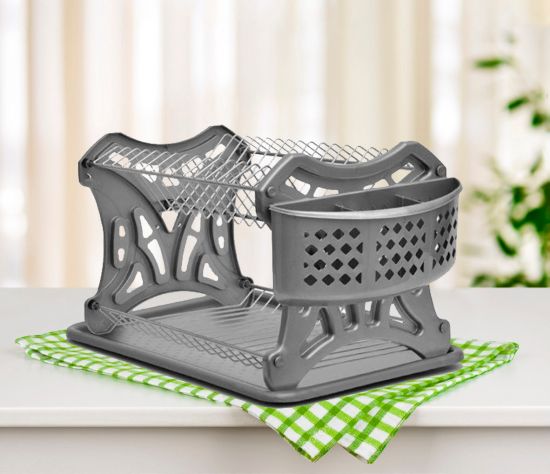 DanDiBo Abtropfgestell Geschirr 2 Etagen Abtropfständer 72424 Abtropfkorb Abtropfgitter Abtropfschale Tellertrockner mit Untersetzer und Besteckkorb