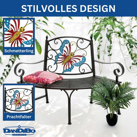 Preview: DanDiBo Baumbank Halbrund Wetterfest Metall Braun 96594 Gartenbank Viertelkreis Eisen Bank Garten Antik