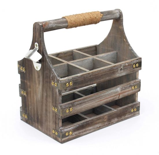 Preview: DanDiBo Bierträger aus Holz mit Öffner 93860 Flaschenträger Flaschenöffner Flaschenkorb Männerhandtasche Männergeschenke