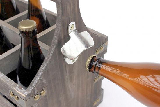 Preview: DanDiBo Bierträger aus Holz mit Öffner 93860 Flaschenträger Flaschenöffner Flaschenkorb Männerhandtasche Männergeschenke