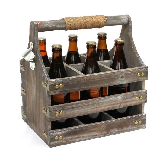 DanDiBo Wooden beer carrier with opener 93860 Bottle carrier Bottle opener Bottle basket Men's handbag Gifts for men