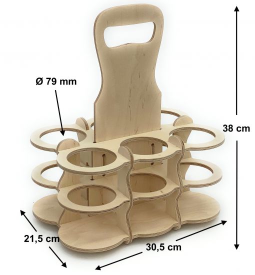 Preview: DanDiBo Bierträger aus Holz 6 Flaschen Flaschenträger 96143 Flaschenkorb Männerhandtasche Bier