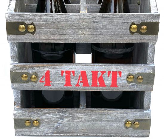 Preview: DanDiBo Bierträger mit Flaschenöffner Flaschenträger 4 Takt 96034 Flaschenkorb aus Holz 4er Bier
