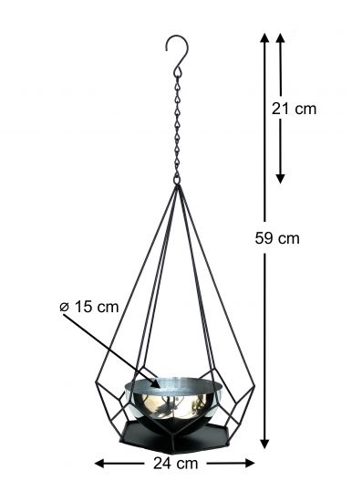 Preview: DanDiBo Blumenampel Innen Metall Wand Hängepflanzen 59 cm 96095 S mit Topf 6 Ecken Pflanzenhänger Blumenhänger Topfhänger Blumen Blumentopfhänger Hängetopf