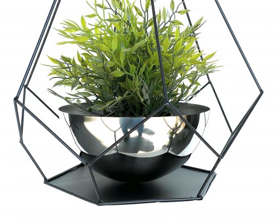 DanDiBo Blumenampel Innen Metall Wand Hängepflanzen 59 cm 96095 S mit Topf 6 Ecken Pflanzenhänger Blumenhänger Topfhänger Blumen Blumentopfhänger Hängetopf