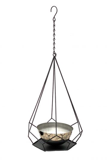 DanDiBo Blumenampel Innen Metall Wand Hängepflanzen 59 cm 96095 S mit Topf 6 Ecken Pflanzenhänger Blumenhänger Topfhänger Blumen Blumentopfhänger Hängetopf