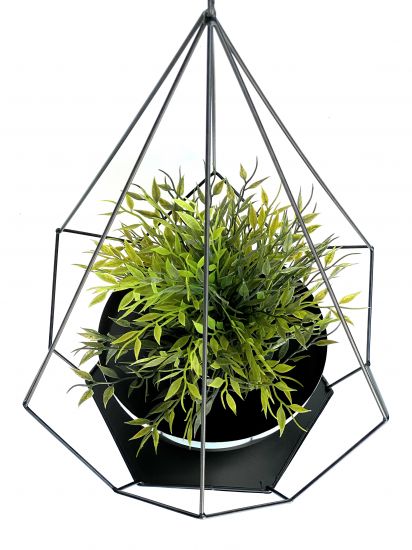 DanDiBo Blumenampel Innen Metall Wand Hängepflanzen 59 cm 96095 S mit Topf 6 Ecken Pflanzenhänger Blumenhänger Topfhänger Blumen Blumentopfhänger Hängetopf