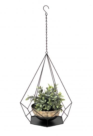 DanDiBo Blumenampel Innen Metall Wand Hängepflanzen 76 cm 96095 L mit Topf 6 Ecken Pflanzenhänger Blumenhänger Topfhänger Blumen Blumentopfhänger Hängetopf
