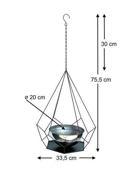 Preview: DanDiBo Blumenampel Innen Metall Wand Hängepflanzen 76 cm 96095 L mit Topf 6 Ecken Pflanzenhänger Blumenhänger Topfhänger Blumen Blumentopfhänger Hängetopf