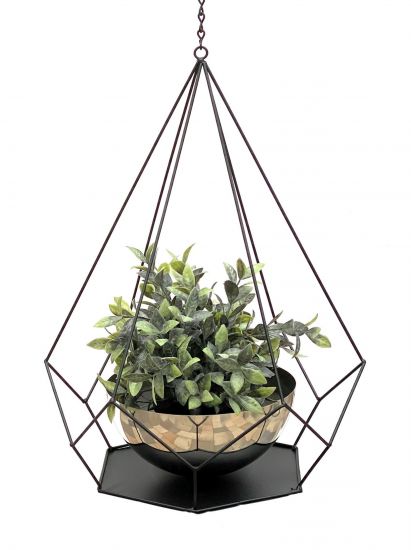 DanDiBo Blumenampel Innen Metall Wand Hängepflanzen 76 cm 96095 L mit Topf 6 Ecken Pflanzenhänger Blumenhänger Topfhänger Blumen Blumentopfhänger Hängetopf