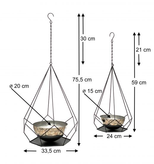 Preview: DanDiBo Blumenampel Innen Metall Wand Hängepflanzen 96095 2er Set mit Topf 6 Ecken Pflanzenhänger Blumenhänger Topfhänger Blumen Blumentopfhänger Hängetopf