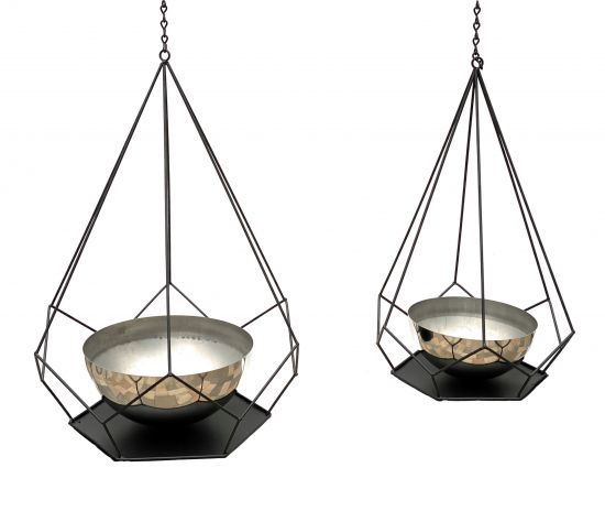 Preview: DanDiBo Blumenampel Innen Metall Wand Hängepflanzen 96095 2er Set mit Topf 6 Ecken Pflanzenhänger Blumenhänger Topfhänger Blumen Blumentopfhänger Hängetopf