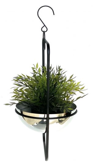 DanDiBo Blumenampel Innen Metall Wand Hängepflanzen 45 cm 96083 S mit Topf Silber Pflanzenhänger Blumenhänger Topfhänger Blumen Blumentopfhänger Hängetopf