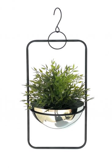 DanDiBo Blumenampel Innen Metall Wand Hängepflanzen 54 cm 96083 M mit Topf Silber Pflanzenhänger Blumenhänger Topfhänger Blumen Blumentopfhänger Hängetopf