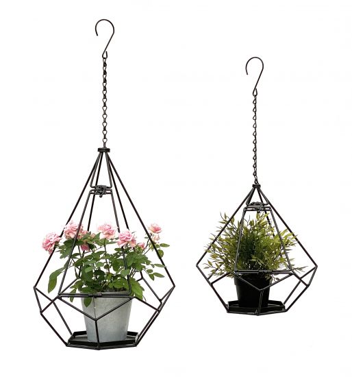 Preview: DanDiBo Blumenampel Innen Metall Wand Hängepflanzen 64 cm & 82 cm 96075 2er Set mit Tür 6 Ecken Pflanzenhänger Blumenhänger Topfhänger Blumen Blumentopfhänger Hängetopf