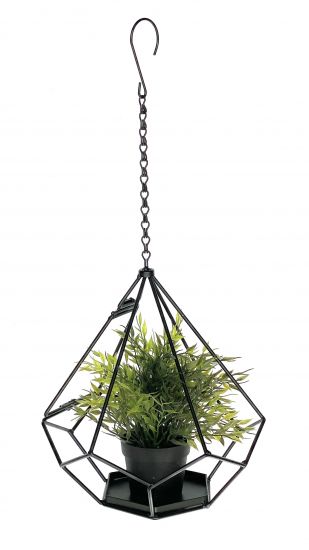 DanDiBo Blumenampel Innen Metall Wand Hängepflanzen 64 cm 96075 S mit Tür 6 Ecken Pflanzenhänger Blumenhänger Topfhänger Blumen Blumentopfhänger Hängetopf