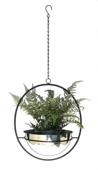 Preview: DanDiBo Blumenampel Innen Metall Wand Hängepflanzen 78 cm 96087 L mit Topf Silber Pflanzenhänger Blumenhänger Topfhänger Blumen Blumentopfhänger Hängetopf