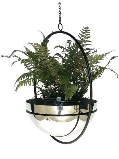 DanDiBo Blumenampel Innen Metall Wand Hängepflanzen 78 cm 96087 L mit Topf Silber Pflanzenhänger Blumenhänger Topfhänger Blumen Blumentopfhänger Hängetopf