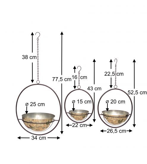 Preview: DanDiBo Blumenampel Innen Metall Wand Hängepflanzen 96087 3er Set mit Topf Silber Pflanzenhänger Blumenhänger Topfhänger Blumen Blumentopfhänger Hängetopf