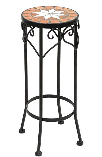 Blumenhocker Merano 46cm Mosaik 12011 Blumenständer Hocker Rund Beistelltisch