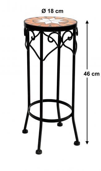 Preview: Blumenhocker Merano 46cm Mosaik 12011 Blumenständer Hocker Rund Beistelltisch