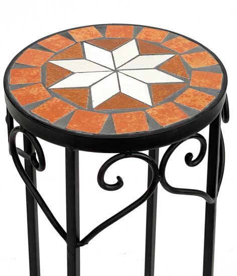 Preview: Blumenhocker Merano 46cm Mosaik 12011 Blumenständer Hocker Rund Beistelltisch