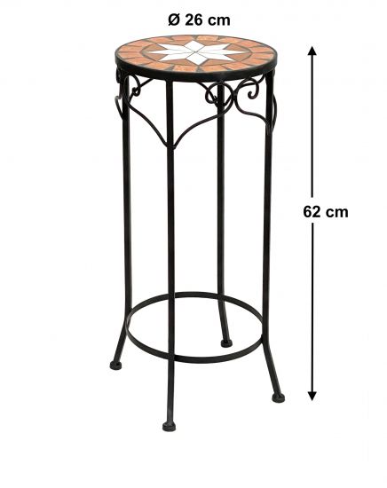 Preview: Blumenhocker Merano 62cm Mosaik 12011 Blumenständer Hocker Rund Beistelltisch