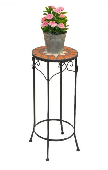 Blumenhocker Merano 62cm Mosaik 12011 Blumenständer Hocker Rund Beistelltisch
