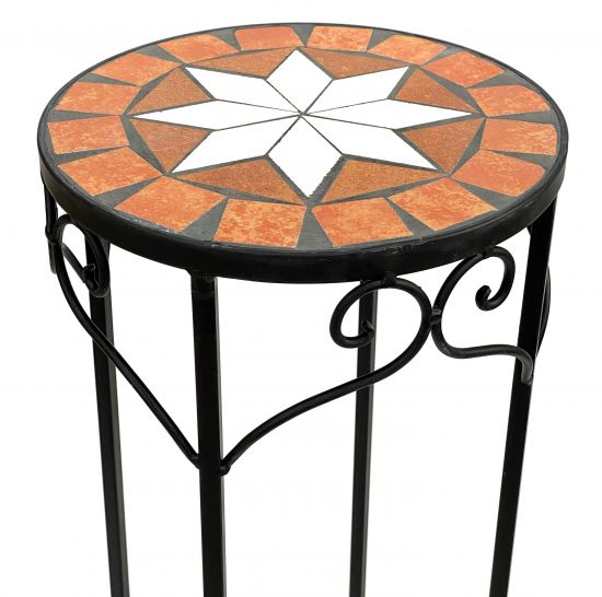 Preview: Blumenhocker Merano Mosaik 3er Set 12011 Blumenständer 46 ,54, 62cm Hocker Rund