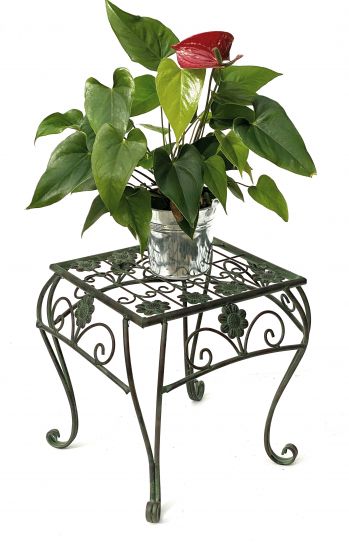 Blumenhocker Metall Grün Eckig 34 cm Blumenständer 96007 L Blumensäule Modern Pflanzenständer Pflanzenhocker Vintage