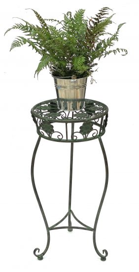 Blumenhocker Metall Grün Rund 60 cm Blumenständer 96008 M Blumensäule Antik Pflanzenständer Pflanzenhocker Vintage