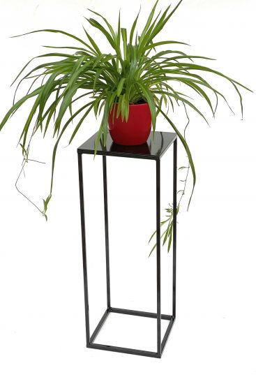 Preview: DanDiBo Blumenhocker Metall Schwarz Eckig 62,5 cm Blumenständer Beistelltisch 434 Blumensäule Modern Pflanzenständer Pflanzenhocker
