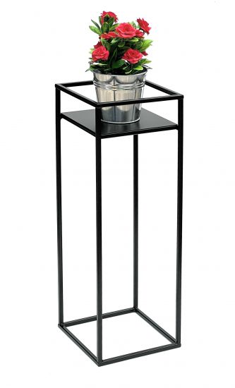 Preview: DanDiBo Blumenhocker Metall Schwarz Eckig 62 cm Blumenständer Beistelltisch 453 Blumensäule Modern Pflanzenständer Pflanzenhocker