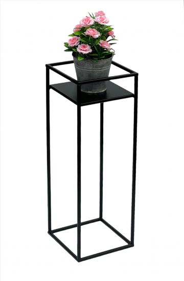 DanDiBo Blumenhocker Metall Schwarz Eckig 62 cm Blumenständer Beistelltisch 453 Blumensäule Modern Pflanzenständer Pflanzenhocker