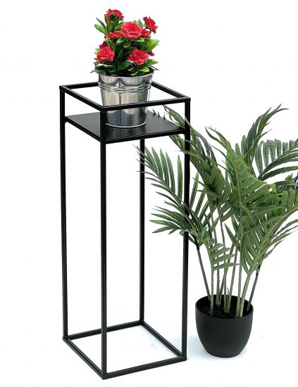 DanDiBo Blumenhocker Metall Schwarz Eckig 62 cm Blumenständer Beistelltisch 453 Blumensäule Modern Pflanzenständer Pflanzenhocker