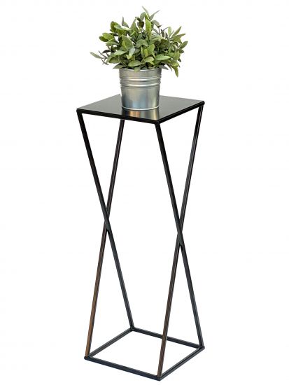 DanDiBo Blumenhocker Metall Schwarz Eckig 68 cm Blumenständer Beistelltisch 437 Blumensäule Modern Pflanzenständer Pflanzenhocker