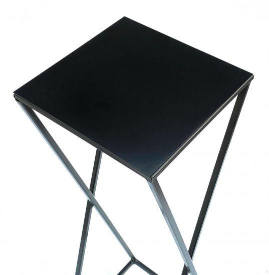 Preview: DanDiBo Blumenhocker Metall Schwarz Eckig 68 cm Blumenständer Beistelltisch 437 Blumensäule Modern Pflanzenständer Pflanzenhocker