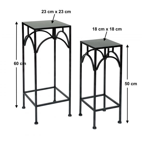 Preview: DanDiBo Blumenhocker Metall Schwarz Eckig Blumenständer 96132 2er Set Beistelltisch Blumensäule Modern Pflanzenständer Pflanzenhocker
