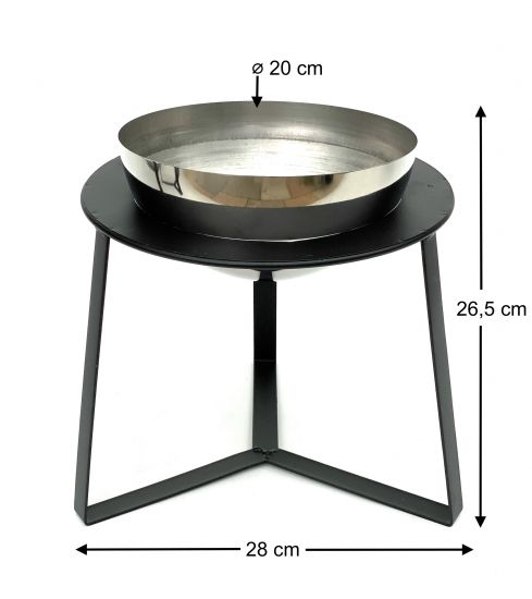 Preview: DanDiBo Blumenhocker Metall mit Topf Schwarz Silber 27 cm Blumenständer 96091 M Blumensäule Modern Pflanzenständer Pflanzenhocker