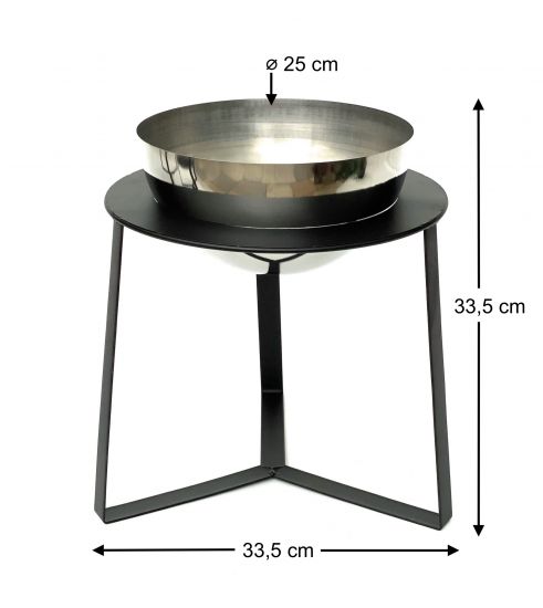 Preview: DanDiBo Blumenhocker Metall mit Topf Schwarz Silber 34 cm Blumenständer 96091 L Blumensäule Modern Pflanzenständer Pflanzenhocker