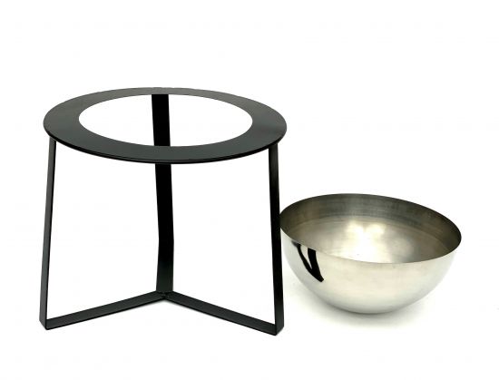 Preview: DanDiBo Blumenhocker Metall mit Topf Schwarz Silber 34 cm Blumenständer 96091 L Blumensäule Modern Pflanzenständer Pflanzenhocker