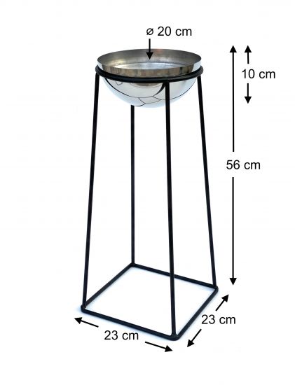 Preview: DanDiBo Blumenhocker Metall mit Topf Schwarz Silber 56 cm Blumenständer 96078 M Blumensäule Modern Pflanzenständer Pflanzenhocker