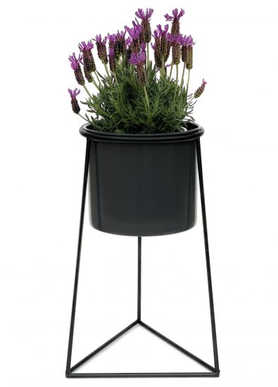 DanDiBo Flower Stool with Pot Metal Black L 45 cm Flower Stand 96052 Flower Column Modern Plant Stand Plant Stool