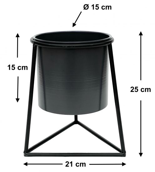 Preview: DanDiBo Blumenhocker mit Topf Metall Schwarz S 25 cm Blumenständer 96052 Blumensäule Modern Pflanzenständer Pflanzenhocker