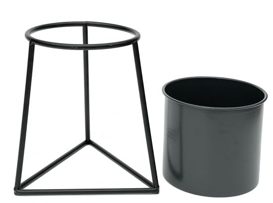 Preview: DanDiBo Blumenhocker mit Topf Metall Schwarz S 25 cm Blumenständer 96052 Blumensäule Modern Pflanzenständer Pflanzenhocker