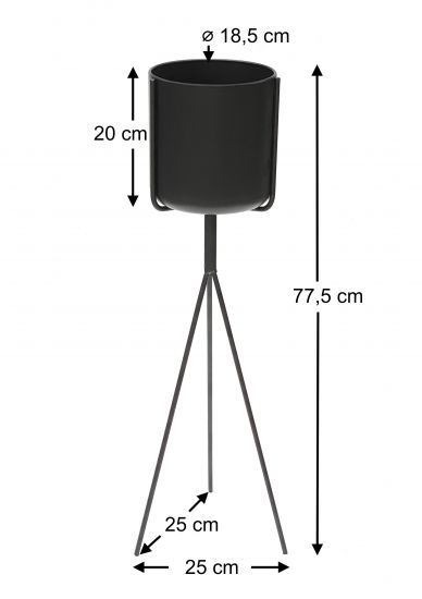 Preview: DanDiBo Blumenständer mit Topf Metall Schwarz 80 cm Blumenhocker 96022 Blumensäule Modern Pflanzenständer Pflanzenhocker