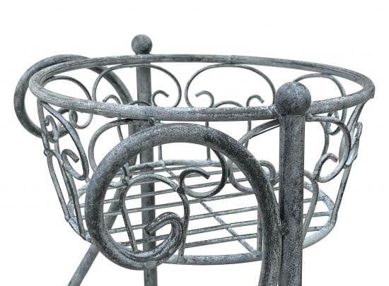 DanDiBo Blumentreppe Metall Grau 75 cm Blumenständer mit 3 Ablagen 96011 Blumensäule Pflanzenständer Pflanzensäule Blumenhocker