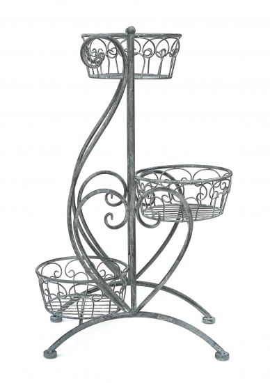 DanDiBo Blumentreppe Metall Grau 75 cm Blumenständer mit 3 Ablagen 96011 Blumensäule Pflanzenständer Pflanzensäule Blumenhocker