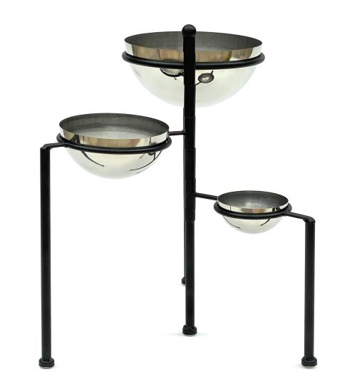 DanDiBo Blumentreppe Metall Rund 46 cm Blumenständer mit 3 Töpfe Silber 96082 Blumenständer Blumensäule Pflanzenständer Ablage